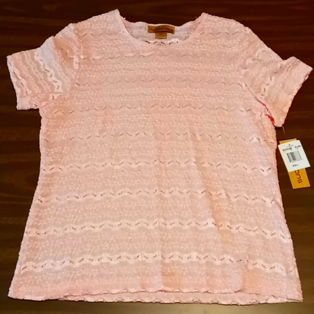 Notations Blush Nylon/Polyester Blend "Lacey" Blouse NWT L
